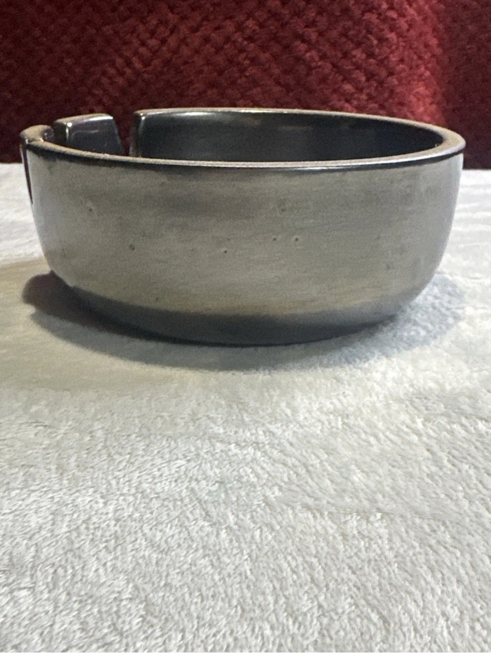 Edith Heath Ashtray 3 Slot Gray Metallic Glaze Stoneware Pottery USA 5x2 Vtg.